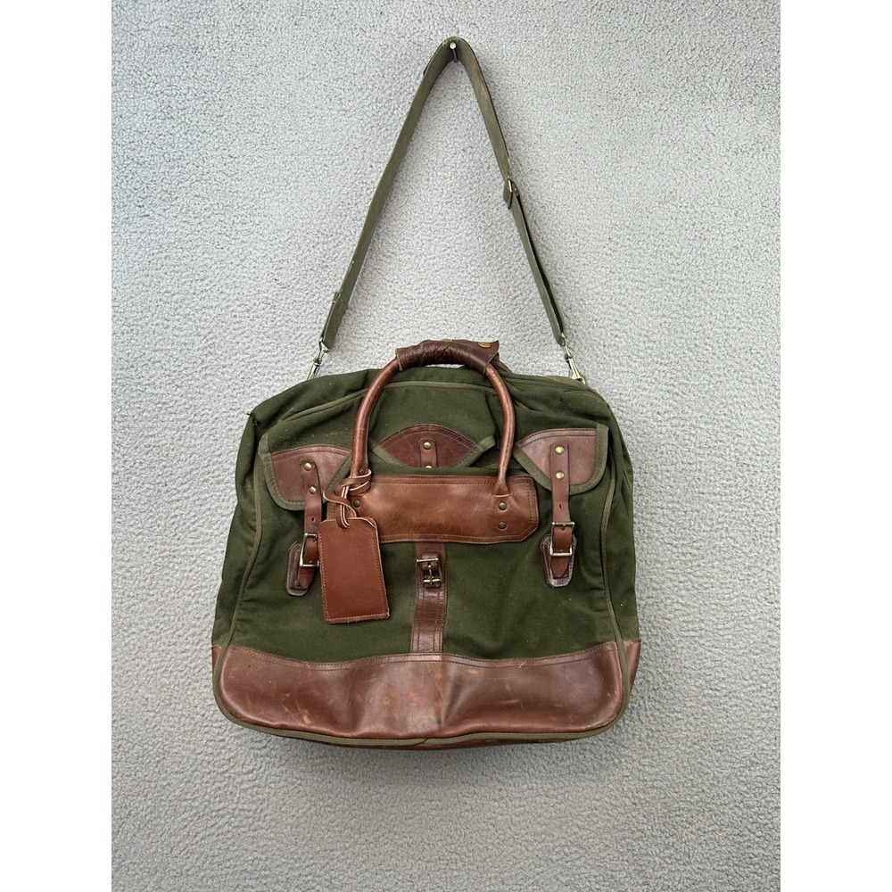 Vtg Diamond Bluff Battenkill Style Canvas Leather Travel Duffel Bag Weekender